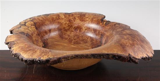 A Kemp Lenihan burr silver beech bowl, 19in.